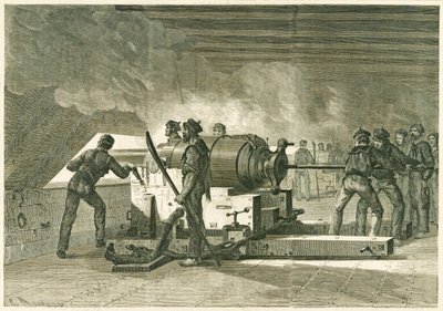 Interior of the Merrimac Battery, during the battle with the Monitor, published 1862-1865 by French School